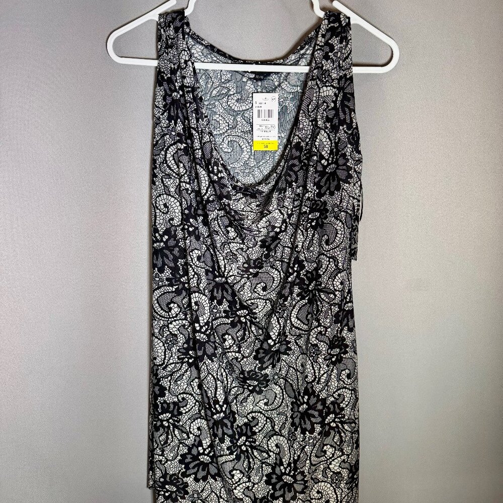 Black and White Lace Design Candy Couture Tank Top, Womens Size XLarge